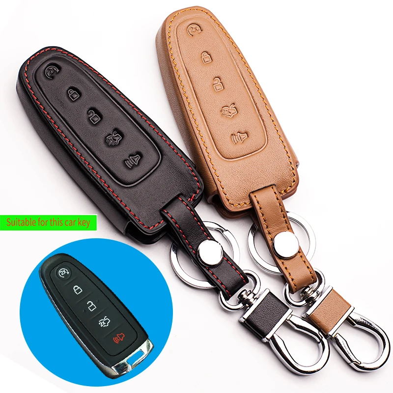 Кожаный брелок для Ford Edge 5 smart key L216 защитный чехол с кнопками|cover remote control|smart remoteremote