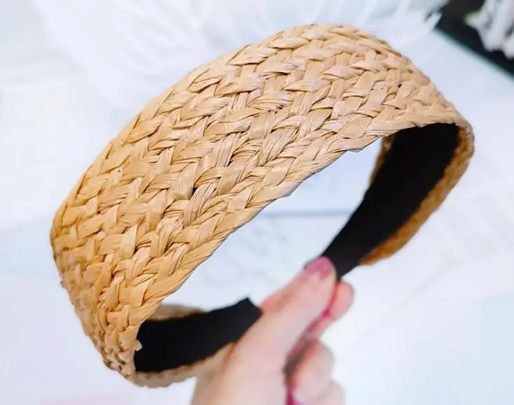 design 5 Соломенное Тканое оголовье с крестом для женщин, широкая летняя повязка для волос, обруч для волос, аксессуары для взрослых, повязка для волос с узлом, Женская повязка на голову с крестиком - Цвет: design 5