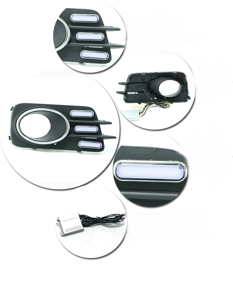 Qirun led drl Дневной ходовой светильник для Volkswagen Tiguan 2010-2012 с динамическим движущимся желтым поворотником и синим ночным светильник