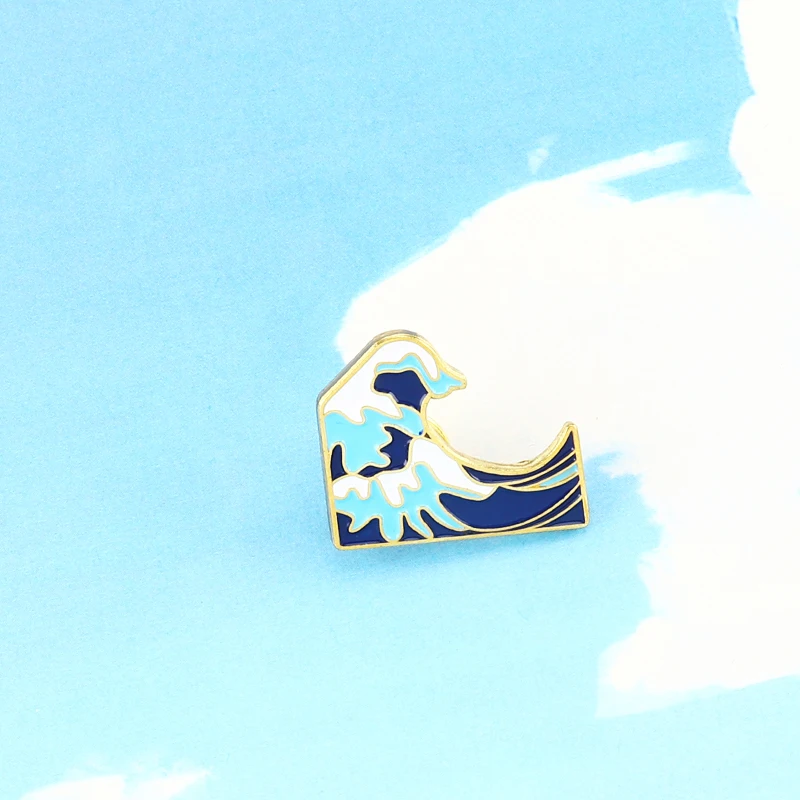 Cartoon Wave Brooches Pins Button Men Women Denim Jacket Backpack Accessories Badge Ocean Jewelry Decoration Gift | Украшения и