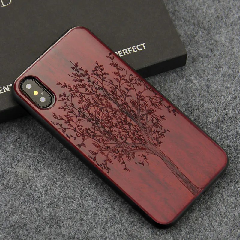 Rosewood Banyan Для iPhone X XS XR чехол с гравировкой по натуральному дереву ударопрочный жесткий чехол на заднюю панель для Apple iPhone XS Max чехол для телефона s - Цвет: Rosewood Banyan