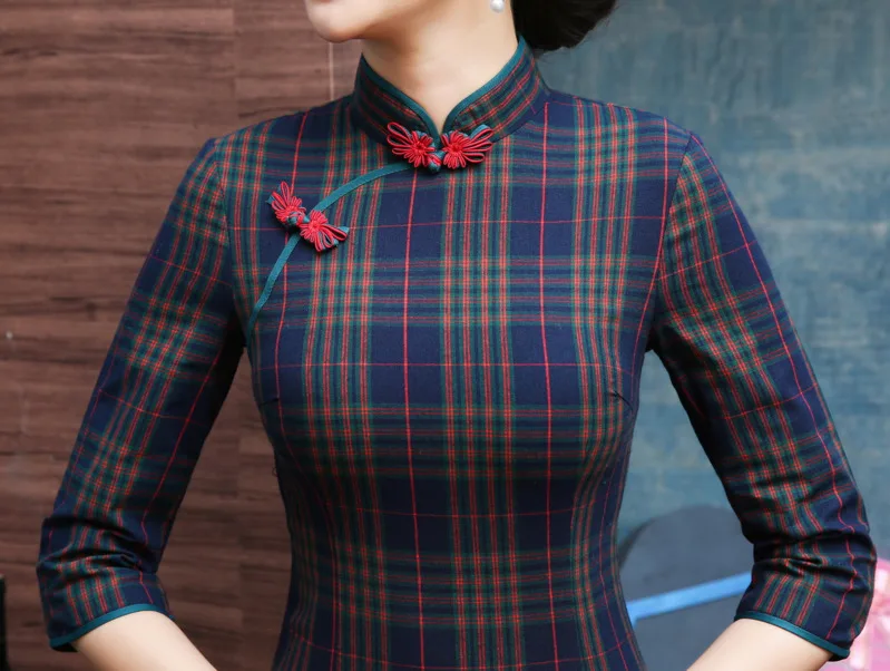 Sheng Коко Женская Полосатая сетка Qipao традиционный ченсам китайское платье решетки Восточная Ципао вечерние длинные Qi Pao платья