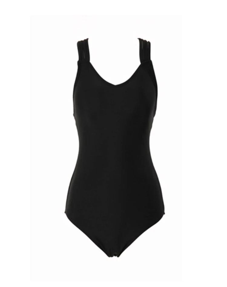 Черный купальник новинка женский на бретелях-спагетти бандажный с открытой