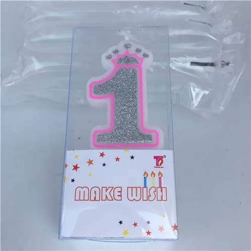 Crown-1 silver pink Свечи для торта на день рождения с цифрами 1, 2, 3, 4, 5, 6, 7, 8, 9, 0, креативные свечи для торта с розовой короной для детей и взрослых, вечерние свечи для украшения дня рождения - Цвет: Crown-1 silver pink