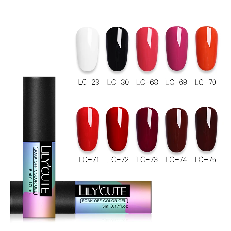 LILYCUTE красный УФ Гель-лак чистый цвет ногтей пальто длительное Замачивание от дизайна ногтей Гель-лак для маникюра для дизайна ногтей