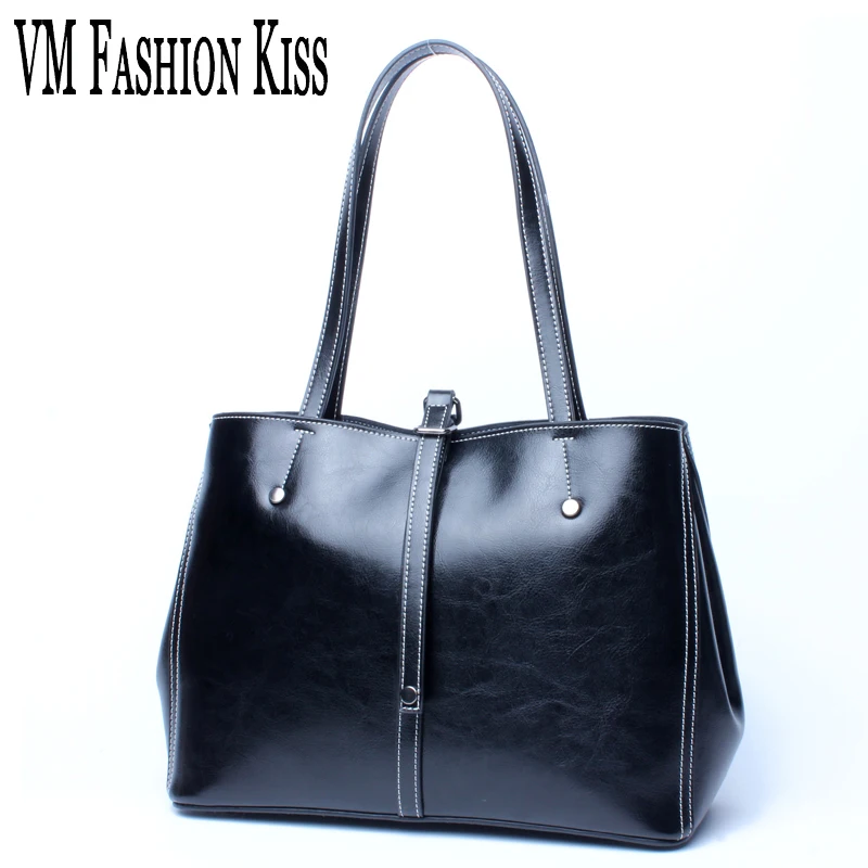 Сумка VM KISS женская из натуральной кожи с масляным воском однотонная 2019|leather