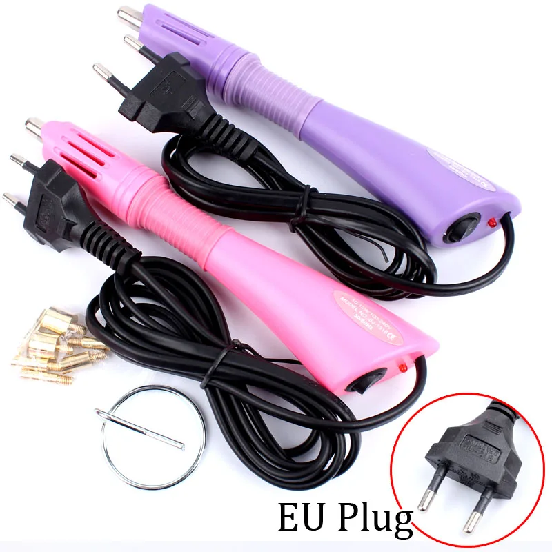 New EU plug purple/Pink  5 Seconds Fast Heated! Iron-on Hot Fix Rhinestone Applicator Wand Heat-fix Tool Free Shipping