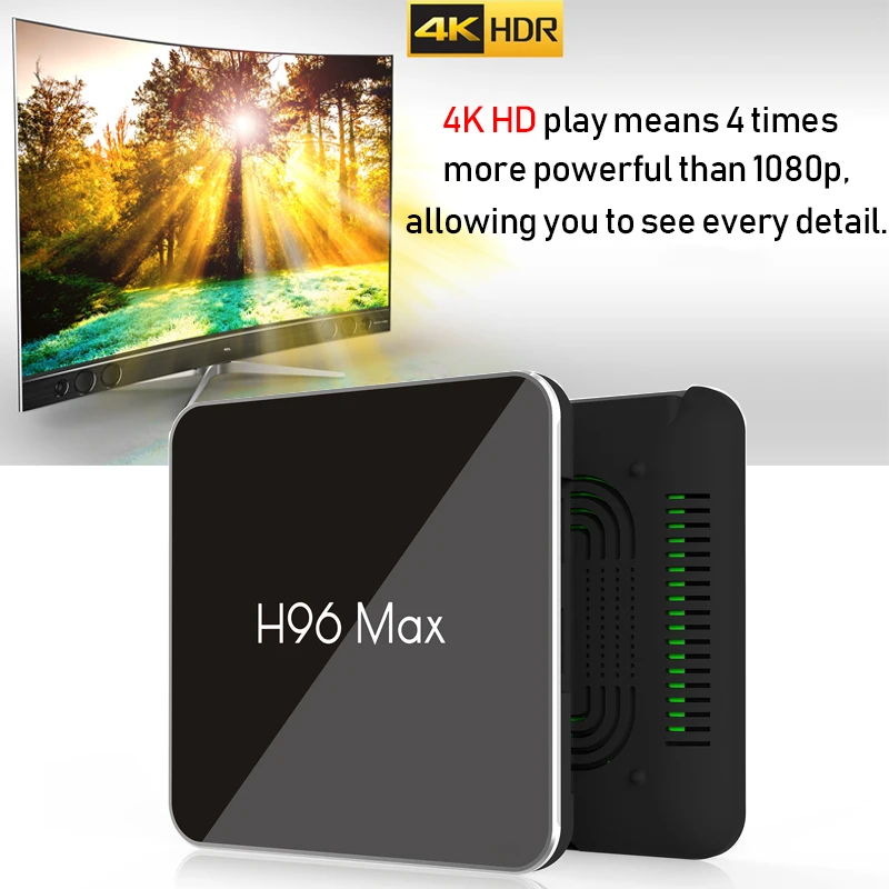 H96 Max ТВ приставка Android 8,1 Amlogic S905X2 LPDDR4 Четырехъядерный 4 Гб 64 Гб 2,4g и 5 ГГц Wifi BT4 100 m H.265 4 k контроллер вокале