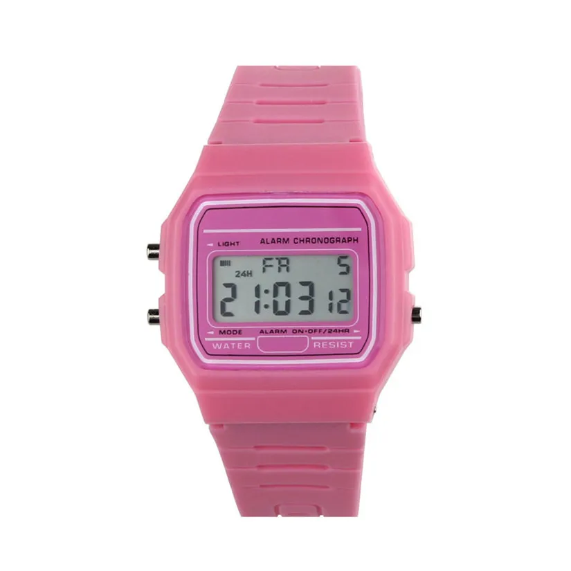 Pink Цифровые спортивные часы, светодиодный, для детей, для мальчиков и девочек, унисекс, красочные, электронные, лучший prensent my18 - Цвет: Pink