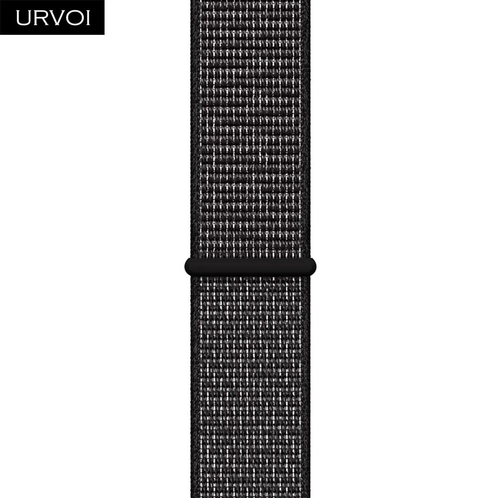 N black URVOI Спортивная петля для apple watch band series 5 4 3 2 1 светоотражающий ремешок для iwatch двухслойный дышащий тканый нейлон осень - Цвет ремешка: N black