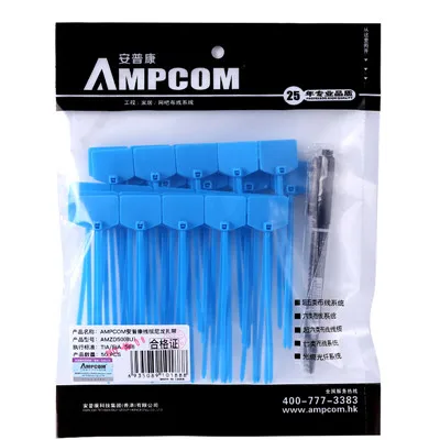Blue 50pcs AMPCOM нейлоновые застежки кабель метка для этикетки-запись на ethernet-кабель | самоблокирующийся | Бесплатные этикетки для печати-4,72 дюймов 5 цветов - Цвет: Blue 50pcs