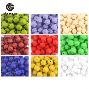 50 шт., шестигранные силиконовые бусины для прорезывания зубов, 15 мм