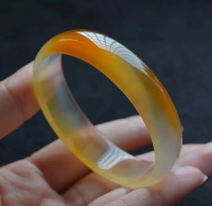 

fine jewelry 58-60mm Natural Chalcedony manao yu bracelets startlingly yellow chalcedony bracelet Women