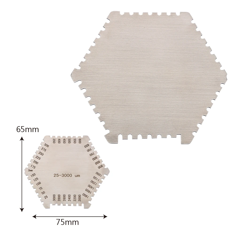 

DIYWORK 25-3000um Hexagon Wet Film Comb High Precision Wet Film Thickness Gauge Stainless Steel