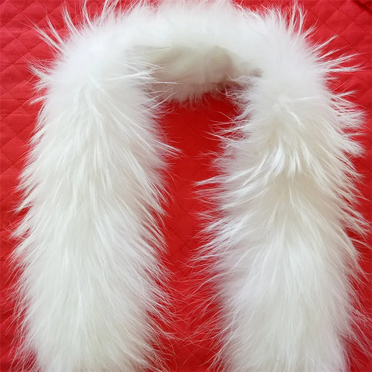 2018 зима натуральный 100% мех енота воротник шарф женский свитер шарфы теплый белый