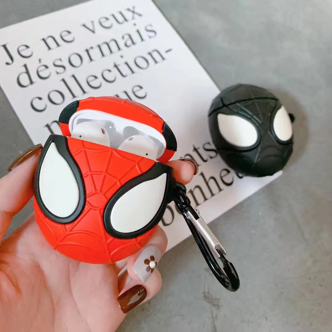 Милый крутой силиконовый чехол для наушников с 3D маской Человека-паука для Apple Airpods 1 2 Аксессуары милый чехол сумка коробка