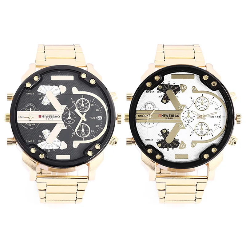 

SHIWEIBAO men large dial cool handsome double movement quartz wristwatch fashion casual stainless steel business male watches