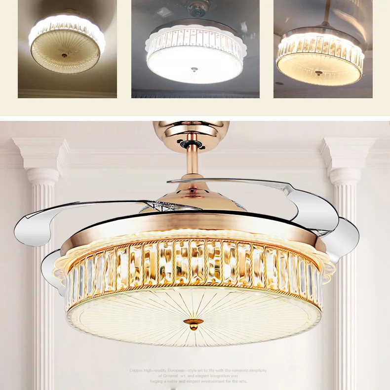 Современный хрустальный потолочный вентилятор лампа для гостиной ресторана 4