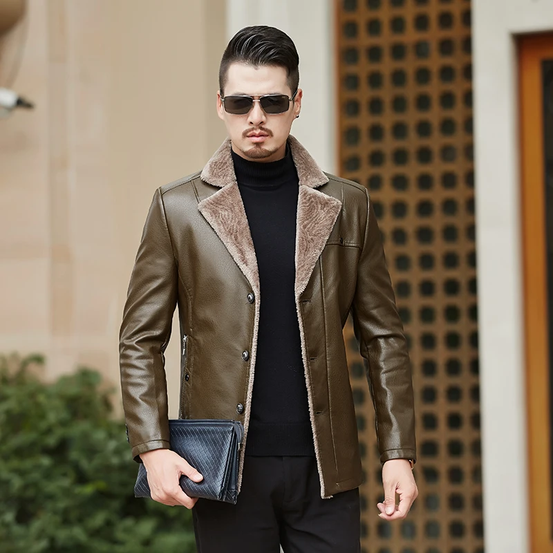 Новинка 2018 повседневные эксклюзивные зимние мужские Куртки из натуральной кожи