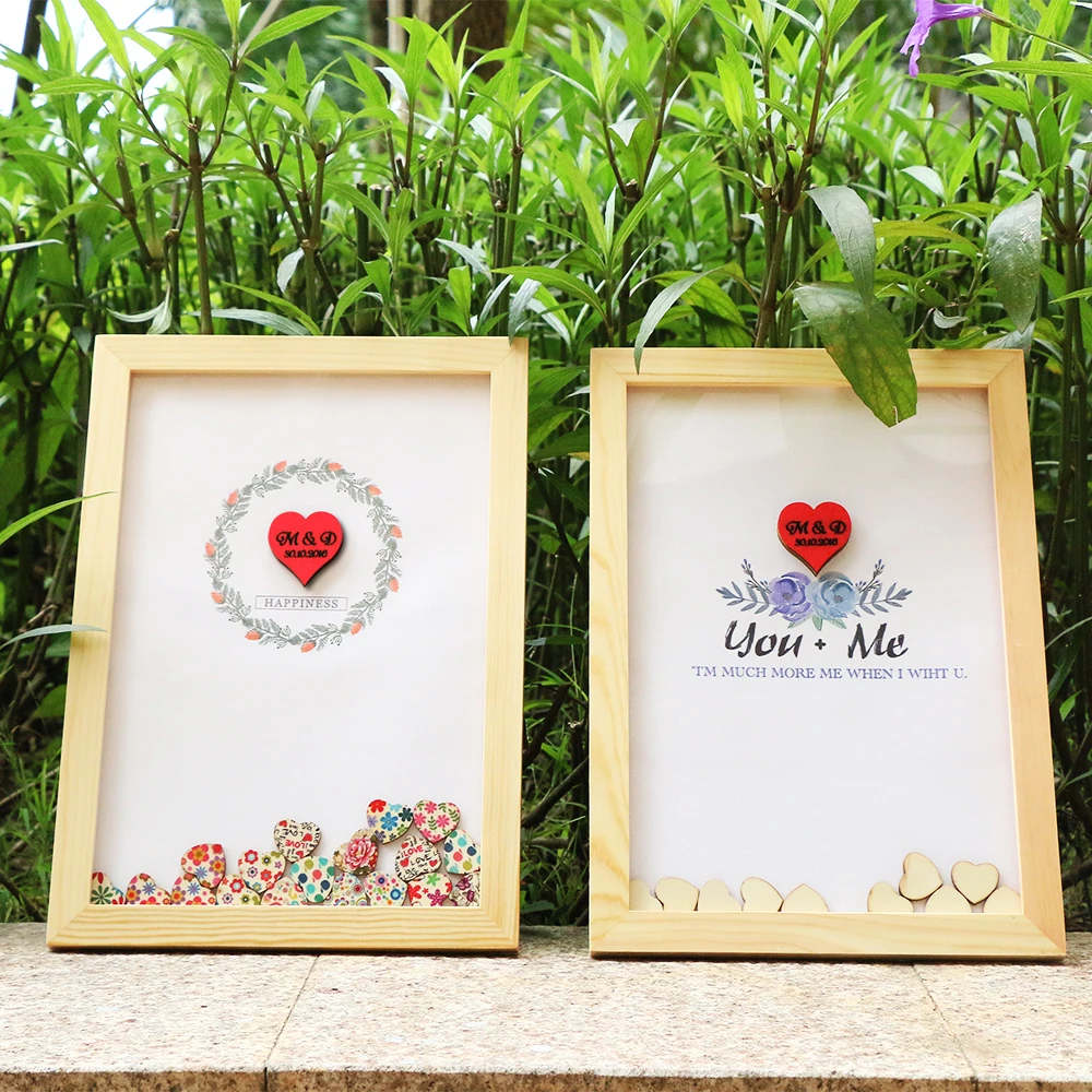 

Personalised Wedding guest book alternative wood Heart Guest book Custom Drop Top Guestbook Offer 130 Hearts