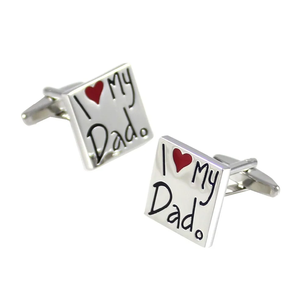 Silver Tone I Love My Dad Cufflinks Father's Day Birthday Gifts Cuff Links | Tie Clips &amp