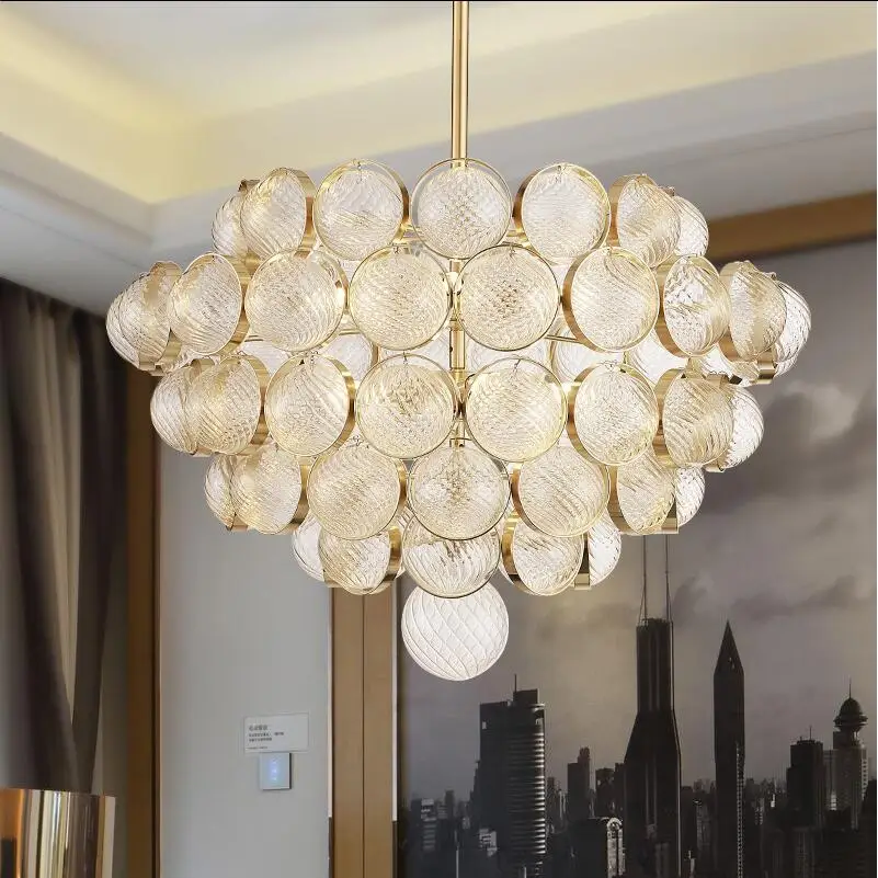 

Italian Modern Design Luxury gold glass Pendant lights lamps E14 Hanging light for Foyer Dining Living Room Hotel Home Lights