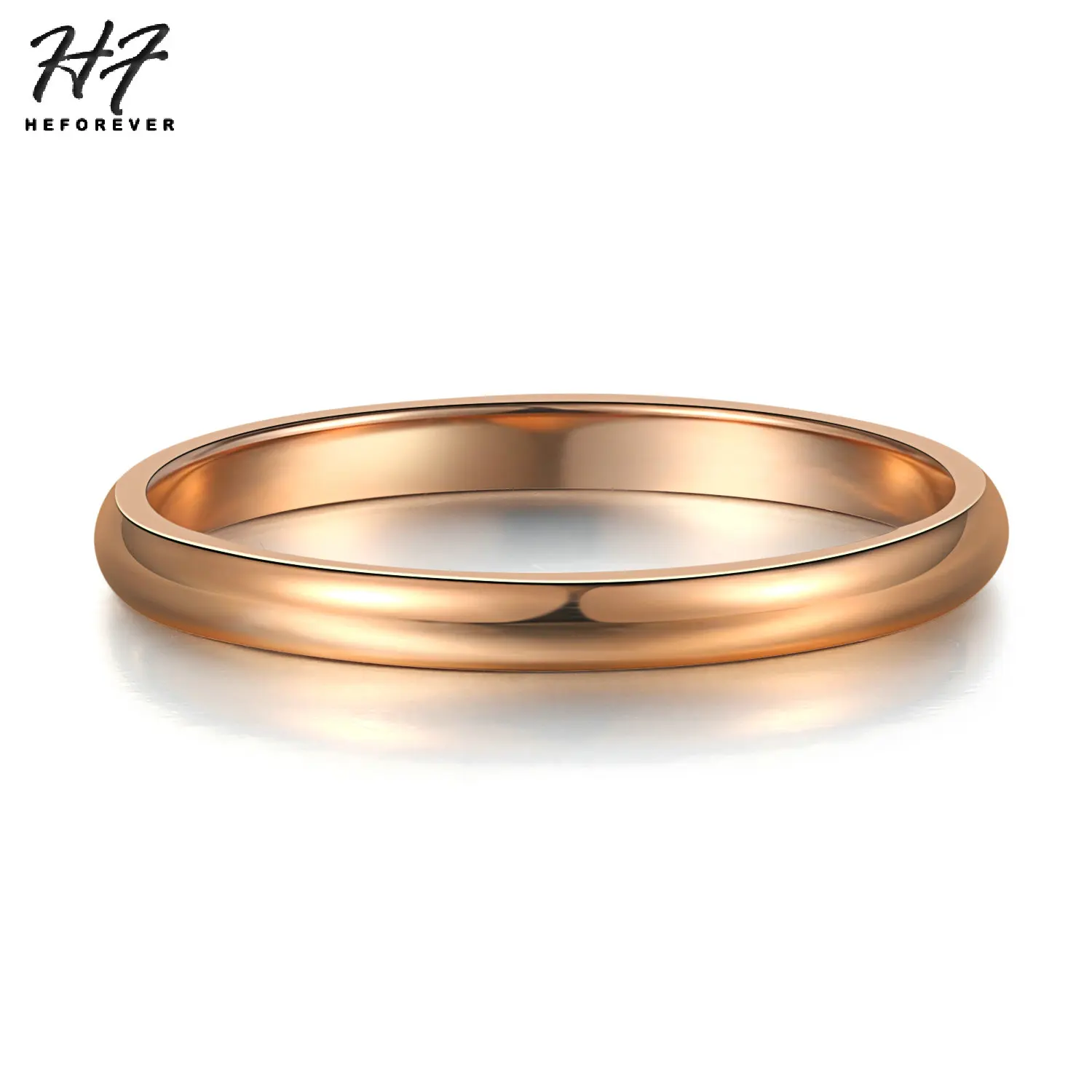 Rose Gold Color Титановая сталь, розовое золото, не вызывает аллергии, гладкие Простые Свадебные Кольца для пар, бижутерия для мужчин или женщин, подарок, ювелирные изделия R830 - Цвет основного камня: Rose Gold Color