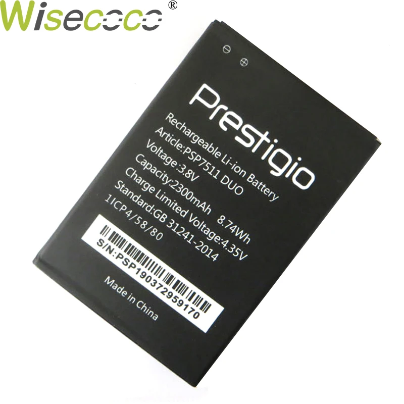 WISECOCO Высокое качество 2300 мАч батарея для Prestigio Muze B7 B3 PSP7511 PSP3512 DUO мобильный телефон с номером отслеживания