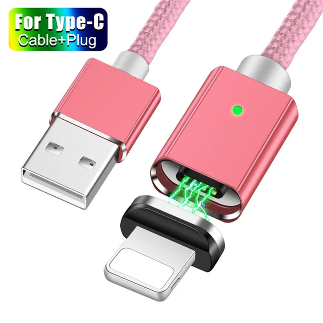 Магнитный кабель Micro usb type C адаптер для быстрой зарядки телефона type-C магнитное зарядное устройство USB C для iphone xiaomi samsung кабель Microusb - Цвет: Pink 8 Pin Cable
