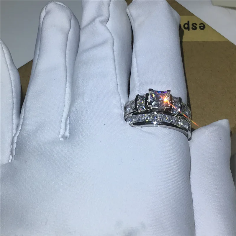 Винтажное серебряное кольцо наборы свадебных ювелирных изделий 925 стерлингового