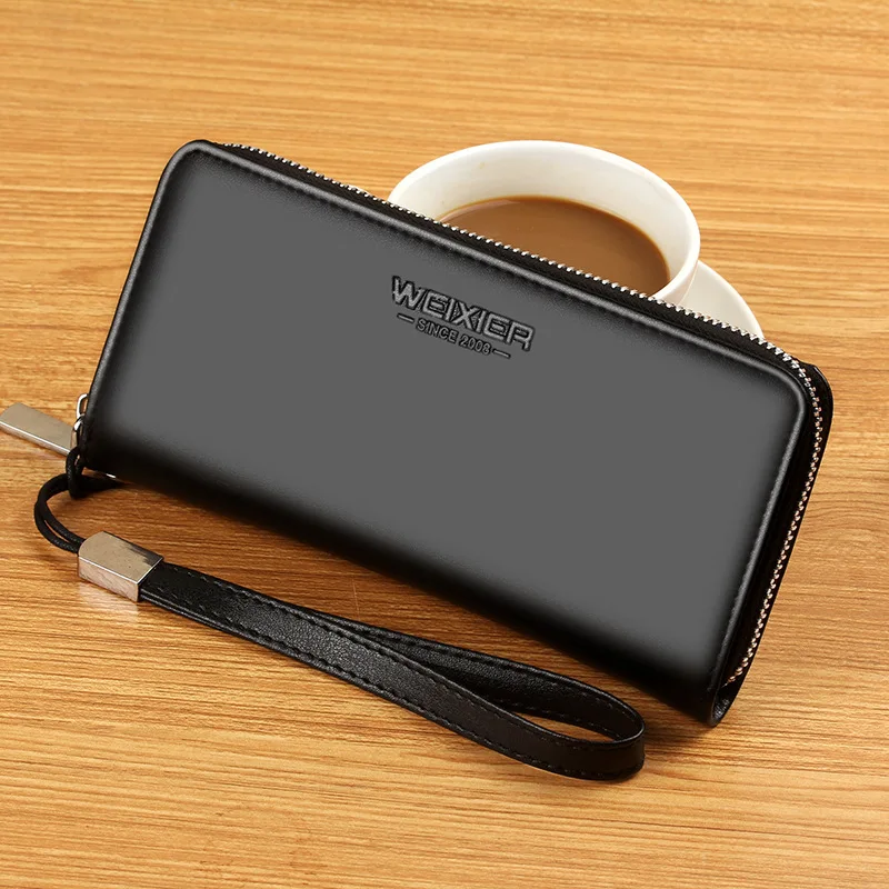 Деловой Ретро мужской длинный кошелек на молнии с большой вместительностью из