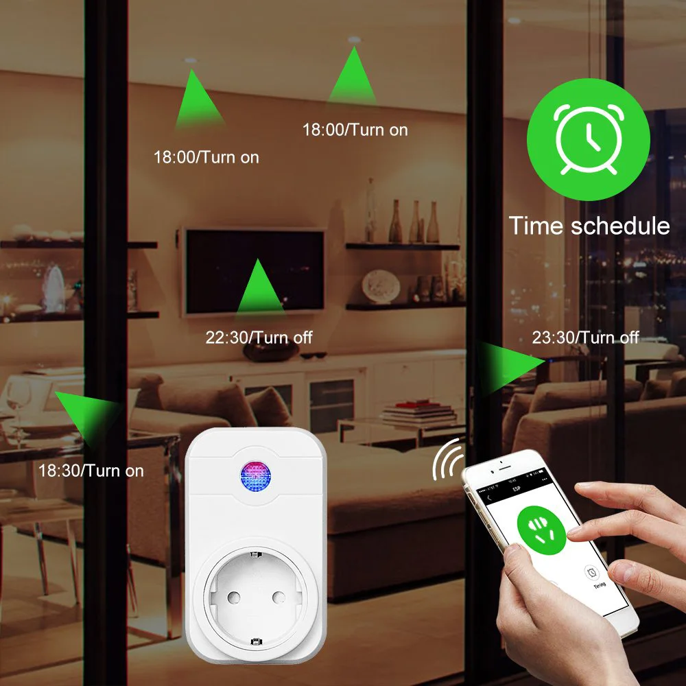Rdxone WI-FI смарт-розетка и Штепсель по стандарту ЕС 10A дистанционного Управление умный переключатель времени работы для Amazon Alexa/Google Assistant