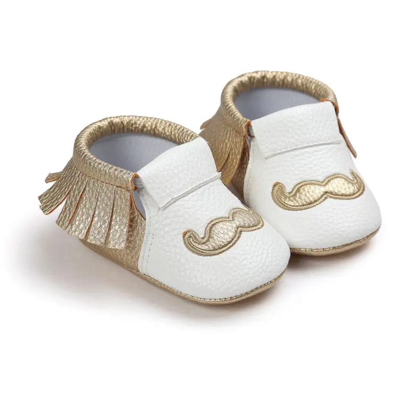 

Cute PU Leather Baby Moccasins Tassel Mustache Shoes First Walkers Anti-slip Footwear Newborn Toddler Soft Shoes