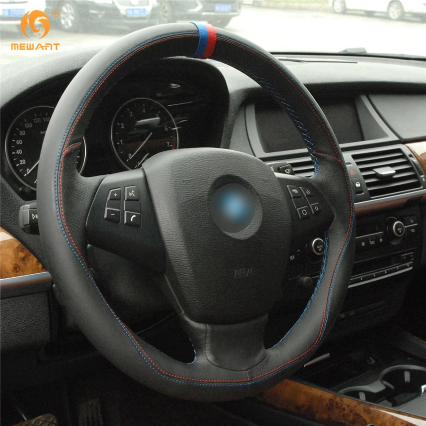 MEWANT черный кожаный чехол рулевого колеса автомобиля для BMW E70 X5 2007 2008 2009 2010 2011 2012 2013