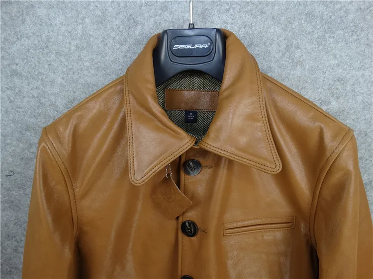 Брендовое классическое кожаное пальто horseskin, мужские куртки из натуральной кожи, модная мужская Тонкая японская куртка, качество