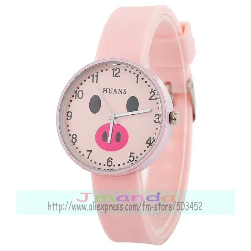 100 шт./лот модные милые силиконовые часы с изображением свиньи носа детские