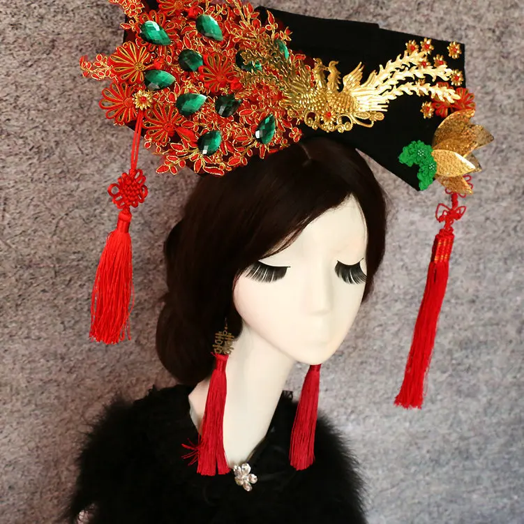 Handmade Headwear Женский косплей, сплав, стразы, головные уборы, роскошный китайский узел, Национальный древний костюм, свадебный головной убор, кисточки, аксессуары для волос - Цвет: Handmade Headwear