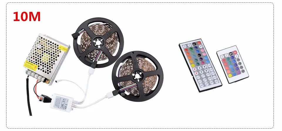 SMD 5050 гибкий Светодиодные ленты светильник RGB 5 м 10 м 15 м 60 Светодиодный s/M полоса лента светильник с 44-клавишным пультом управления Управление и Питание адаптер