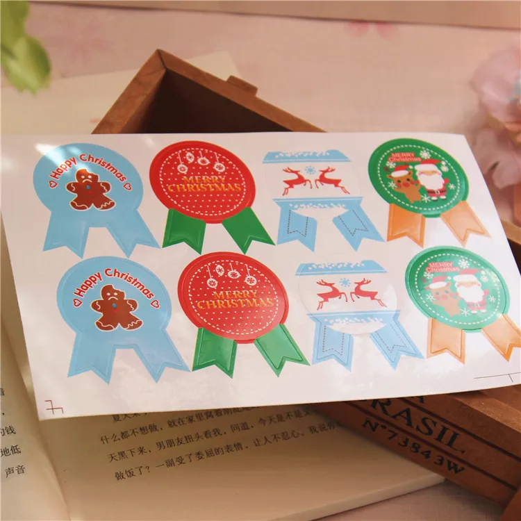 8 шт./лист с рождеством Снеговик Клаус уплотнение лося наклейка этикетки печать