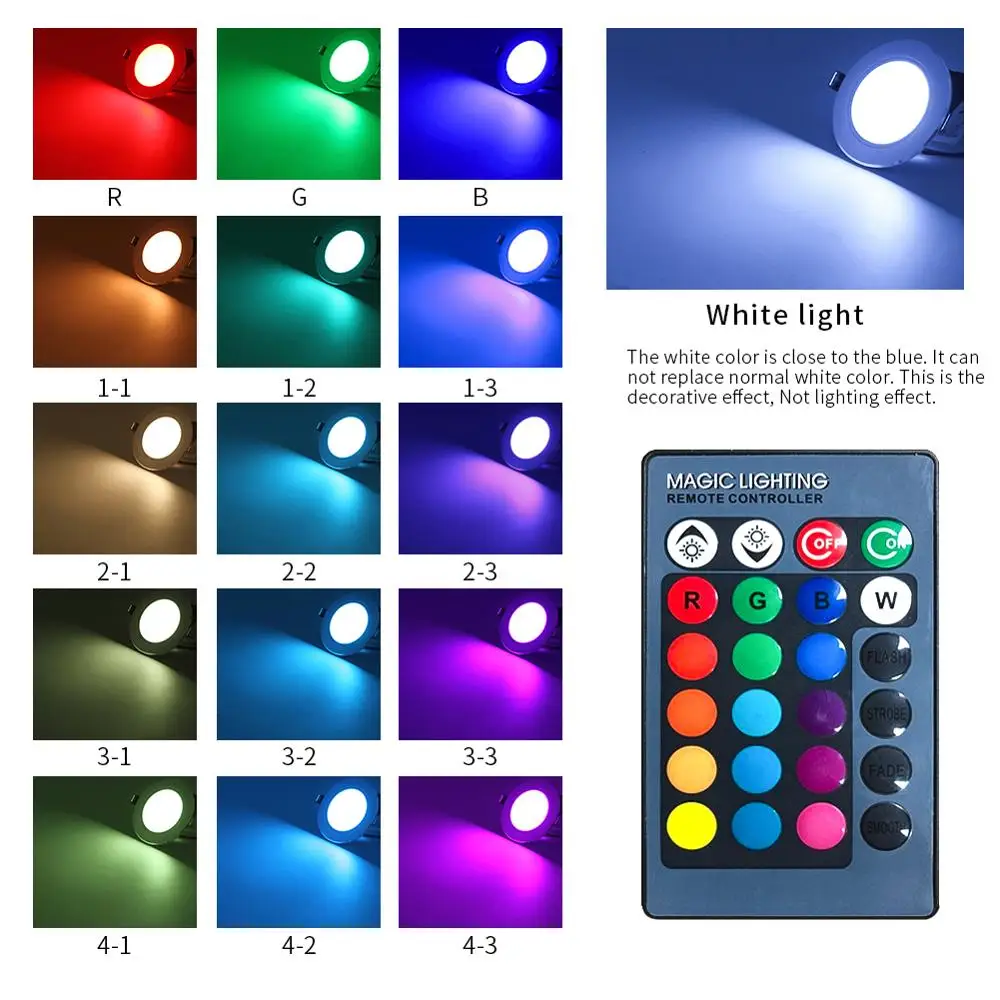 Встраиваемая светодиодная круглая RGB лампа направленсветильник света 5 вт 10