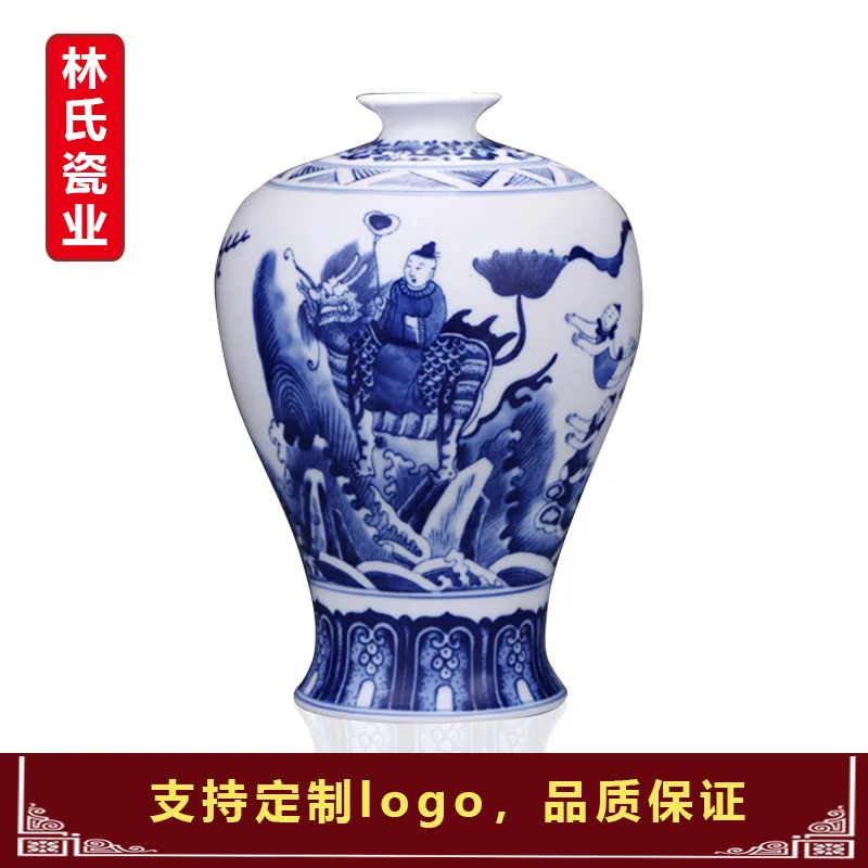 

nordic decoration home Chinese Ancient Blue and White Figure in Jingdezhen Ceramics Vase Beauty Vase Arrangement Ornaments