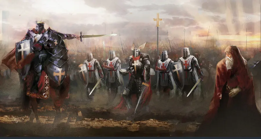 

Crusaders Marching To Concord Enemy Knight Backgrounds Vinyl cloth High quality Computer print party backdrops