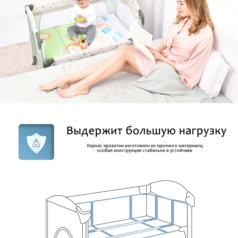 Coolbaby кроватка Европейская многофункциональная складная кроватка портативная детская кроватка кровать с загородкой и