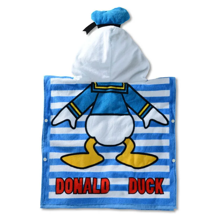 Donald duck Горячая Распродажа, хлопок, детское пляжное платье, детский банный халат, пляжное полотенце, накидка, детское банное полотенце с капюшоном с мультяшными животными - Цвет: Donald duck