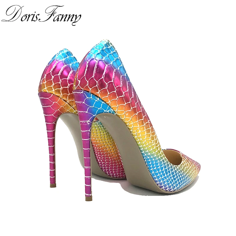 DorisFanny/красочная змея Дизайнерская женская обувь на высоком каблуке 2018 без