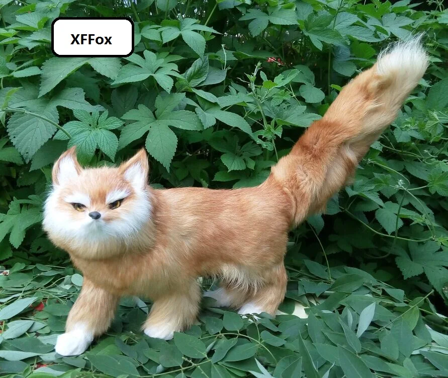 Большая реальная жизнь желтая лиса модель пластик и Мех Новая стоящая кукла