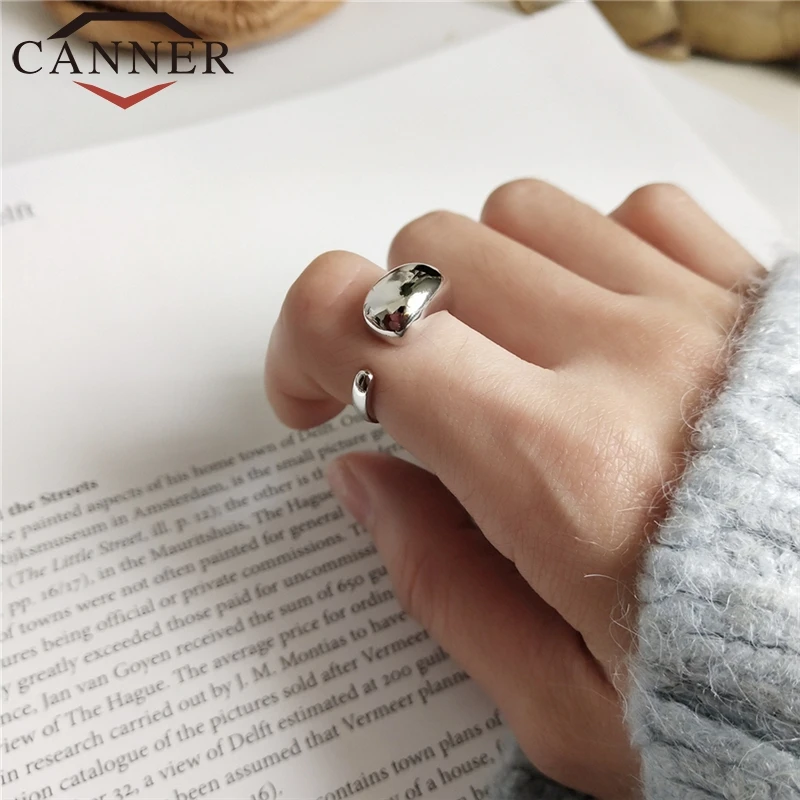 CANNER Resizable 925 Silver Rings Fashion Water Drop Punk Geometric Ring Opening Real Sterling for Men Women FO | Украшения и