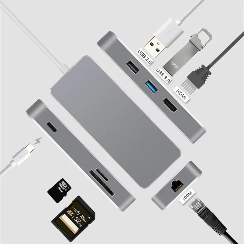 SOVAWIN Type C USB HUB 2 0 3 HDMI 4K HD Высокоскоростная передача 7 портов сплиттер адаптер