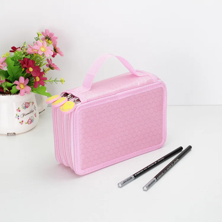 Cute Kawaii Penalties School Pencil Case 36/48/72 Holes Penal Pencilcase 3/4 Layers Multifunction Large Pen Box Stationery Pouch - Цвет: Красный