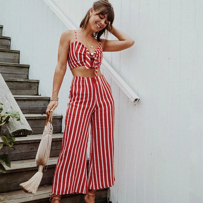 OOTN бордовый красный в полоску комплекты из двух предметов Для женщин ремень